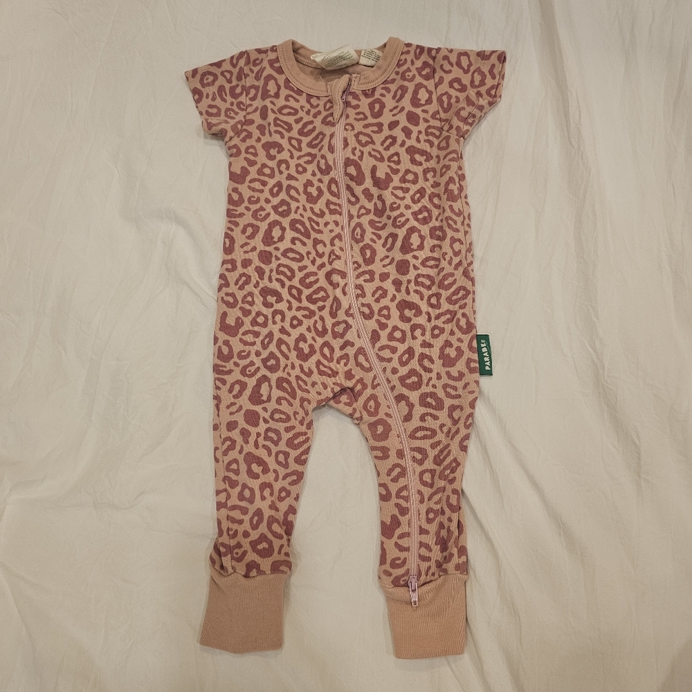 PARADE Signature Print '2-Way' Zip Romper Short Sleeve Leopard 0-3 Months